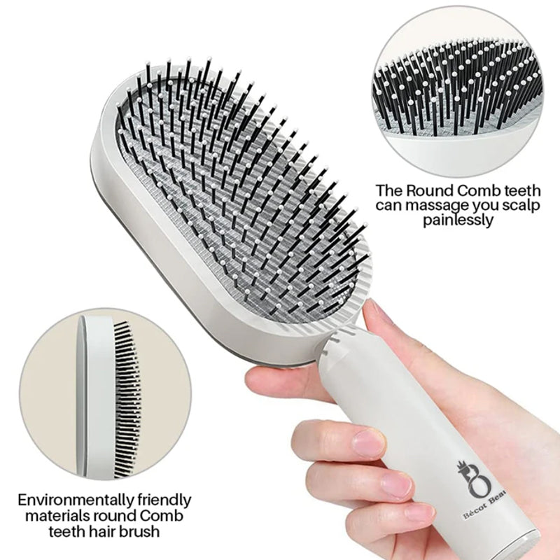Bécot Beauté Selbstreinigende Haarbürste – 3D Massagekamm