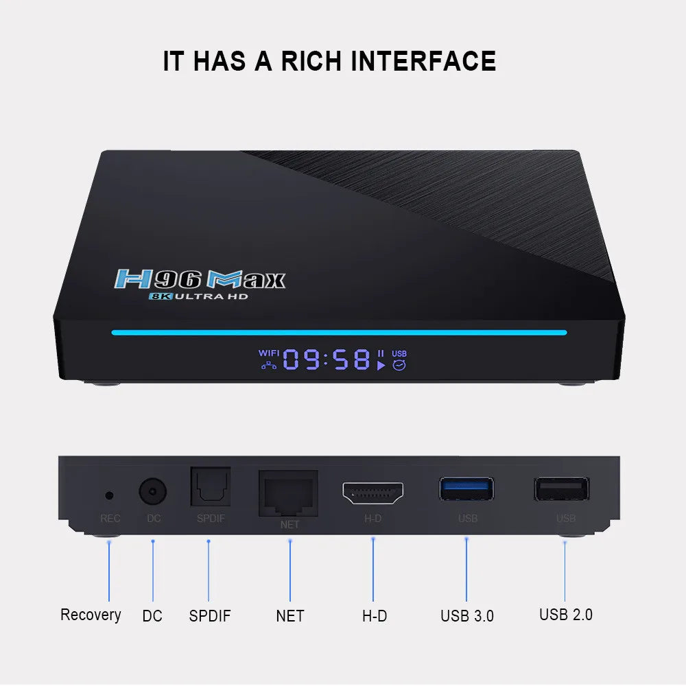 H96 Max RK3566 Android 11/13 TV Box – 8K UHD, WiFi 6, BT 4.0