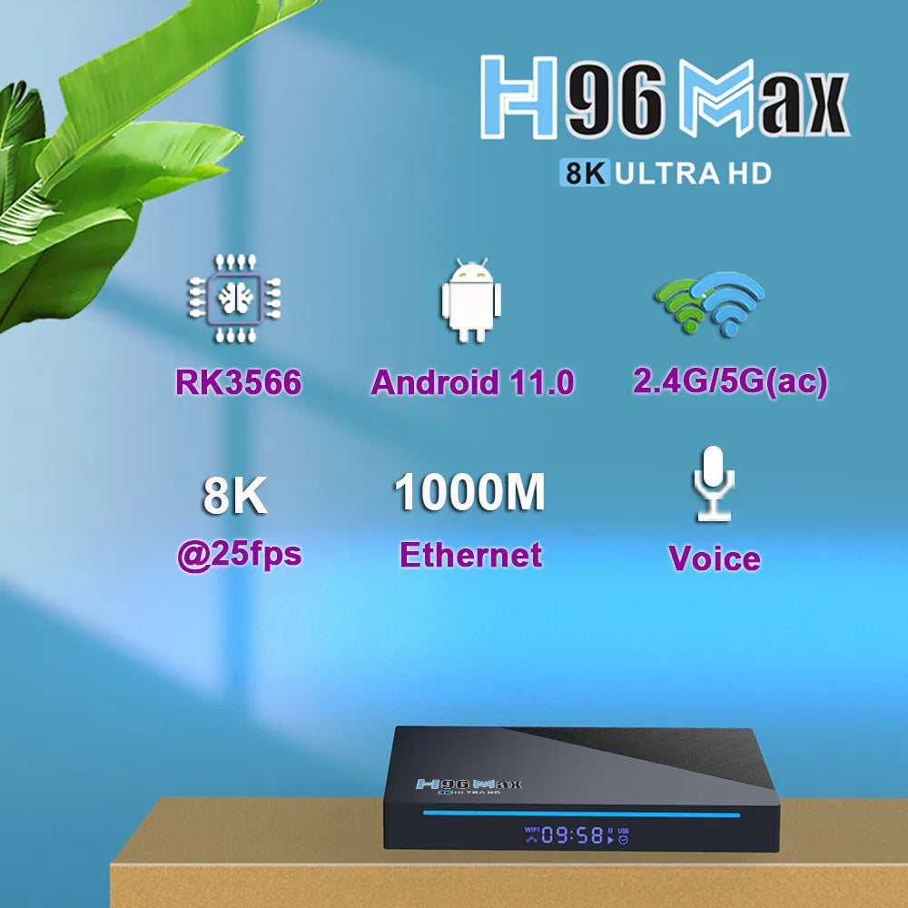 H96 Max RK3566 Android 11/13 TV Box – 8K UHD, WiFi 6, BT 4.0
