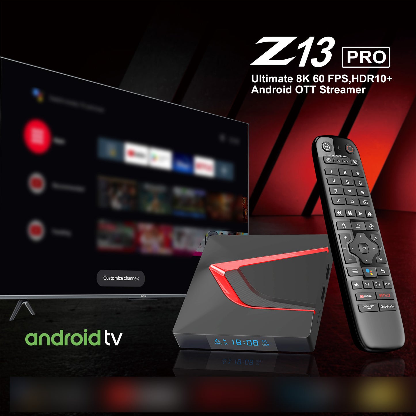 Z13 Pro Android 14 TV Box – 4 GB/32 GB, 8K, Dual-WLAN & Bluetooth 5.0