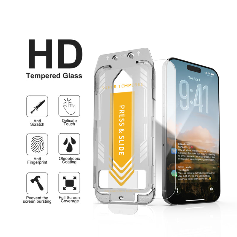 iPhone 15 / 16 / 17 HD Panzerglas 2er-Pack – 9H Schutzglas mit Montagehilfe