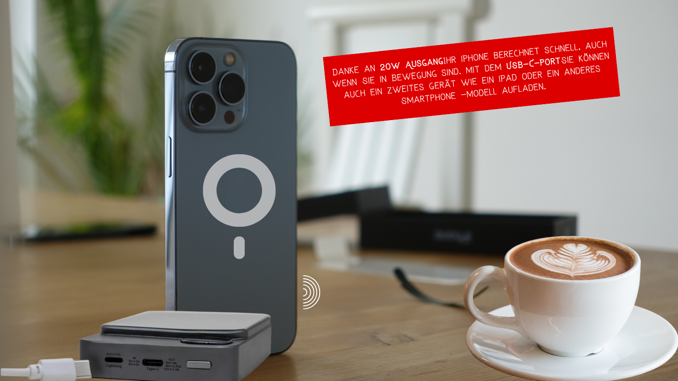 eYGOChargers Q9 | 20W Super Powerbank mit MagSafe – Schnell, Stilvoll, Kabellos 5000 mAh