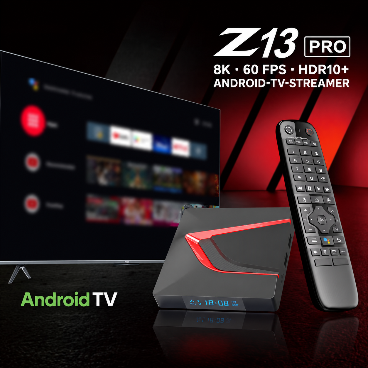 Z13 Pro Android 14 TV Box – 4 GB/32 GB, 8K, Dual-WLAN & Bluetooth 5.0