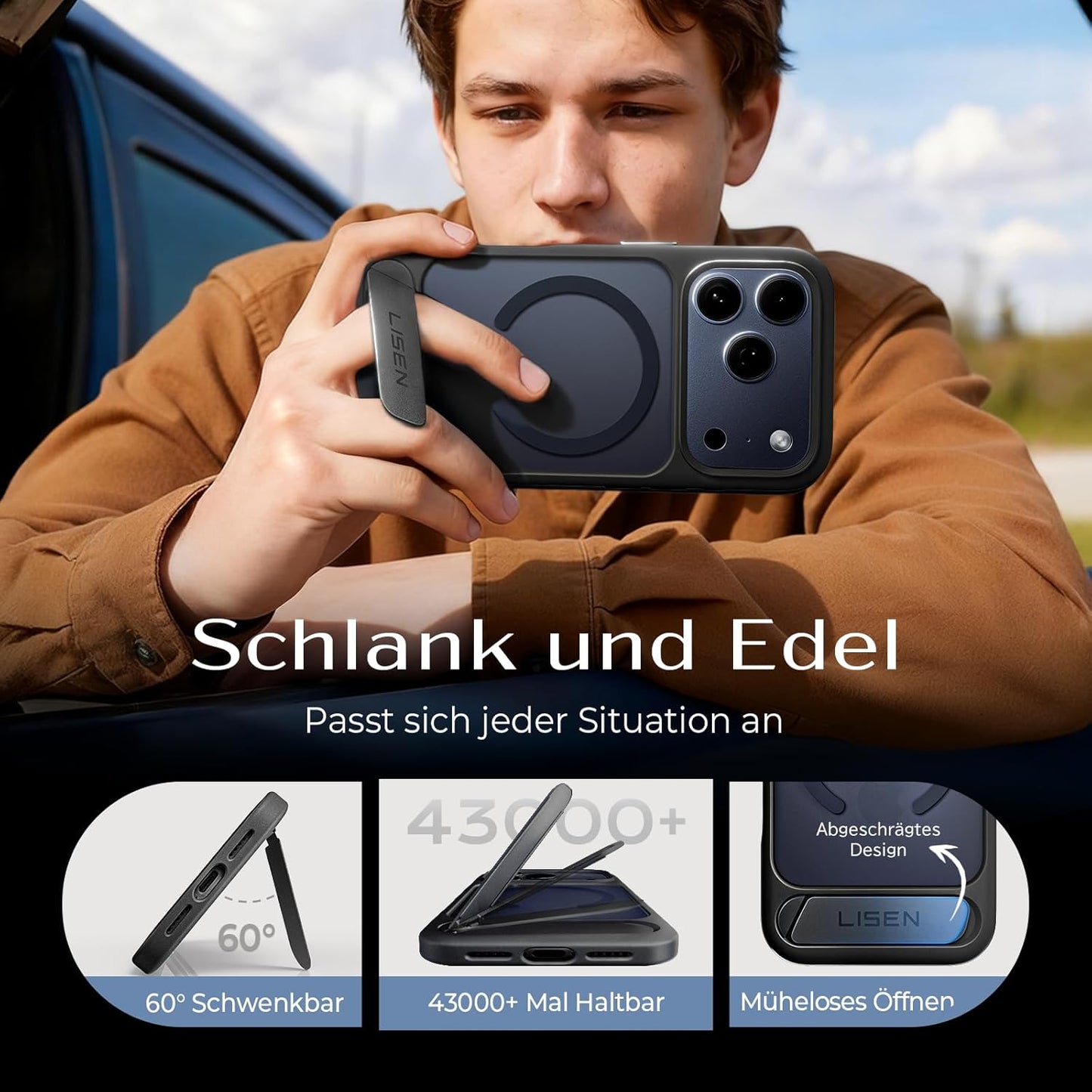 LISEN iPhone 17 Pro Max Hülle – Magnetisch, Stand, Military-Grade Schutz