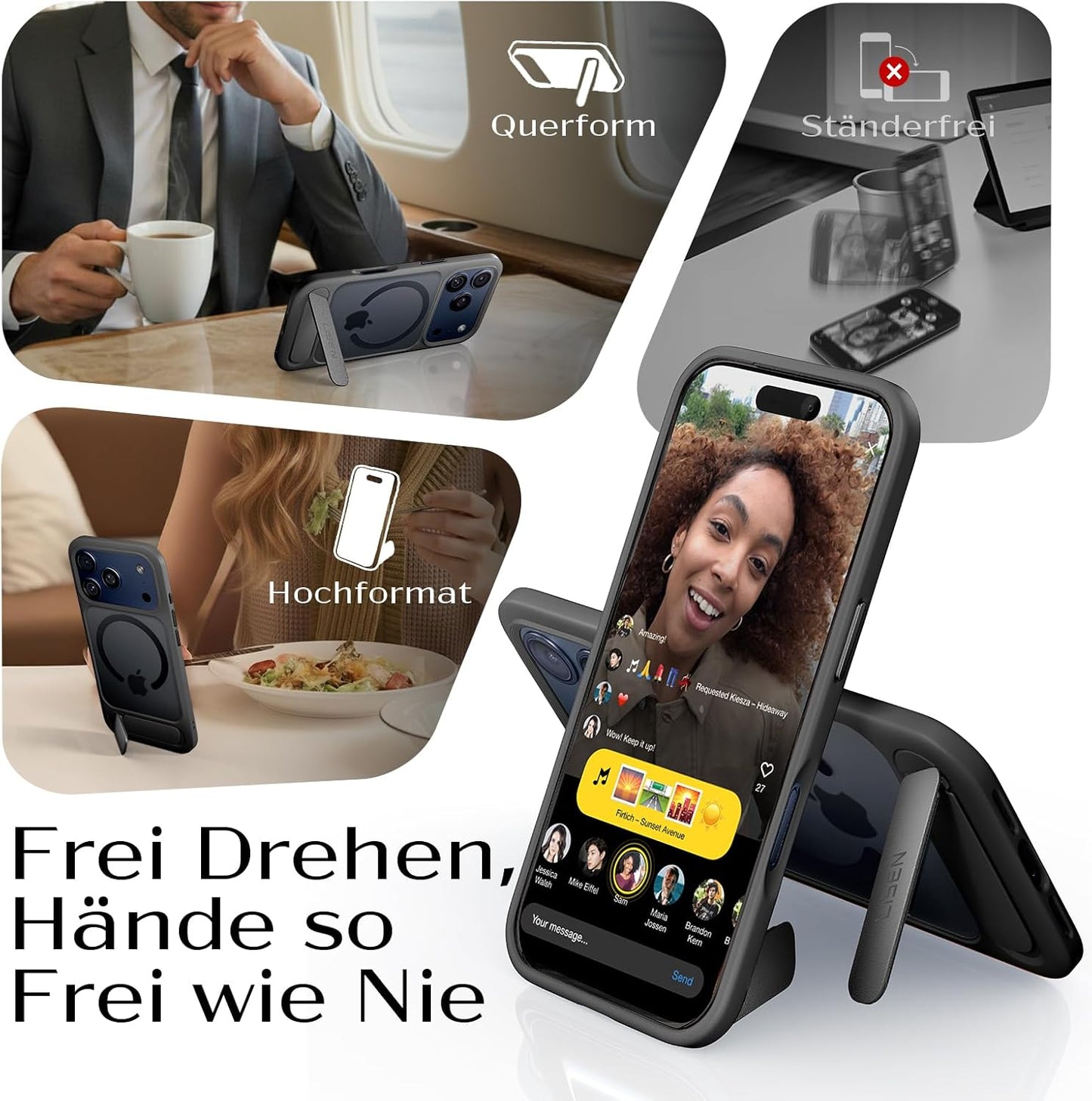 LISEN iPhone 17 Pro Max Hülle – Magnetisch, Stand, Military-Grade Schutz