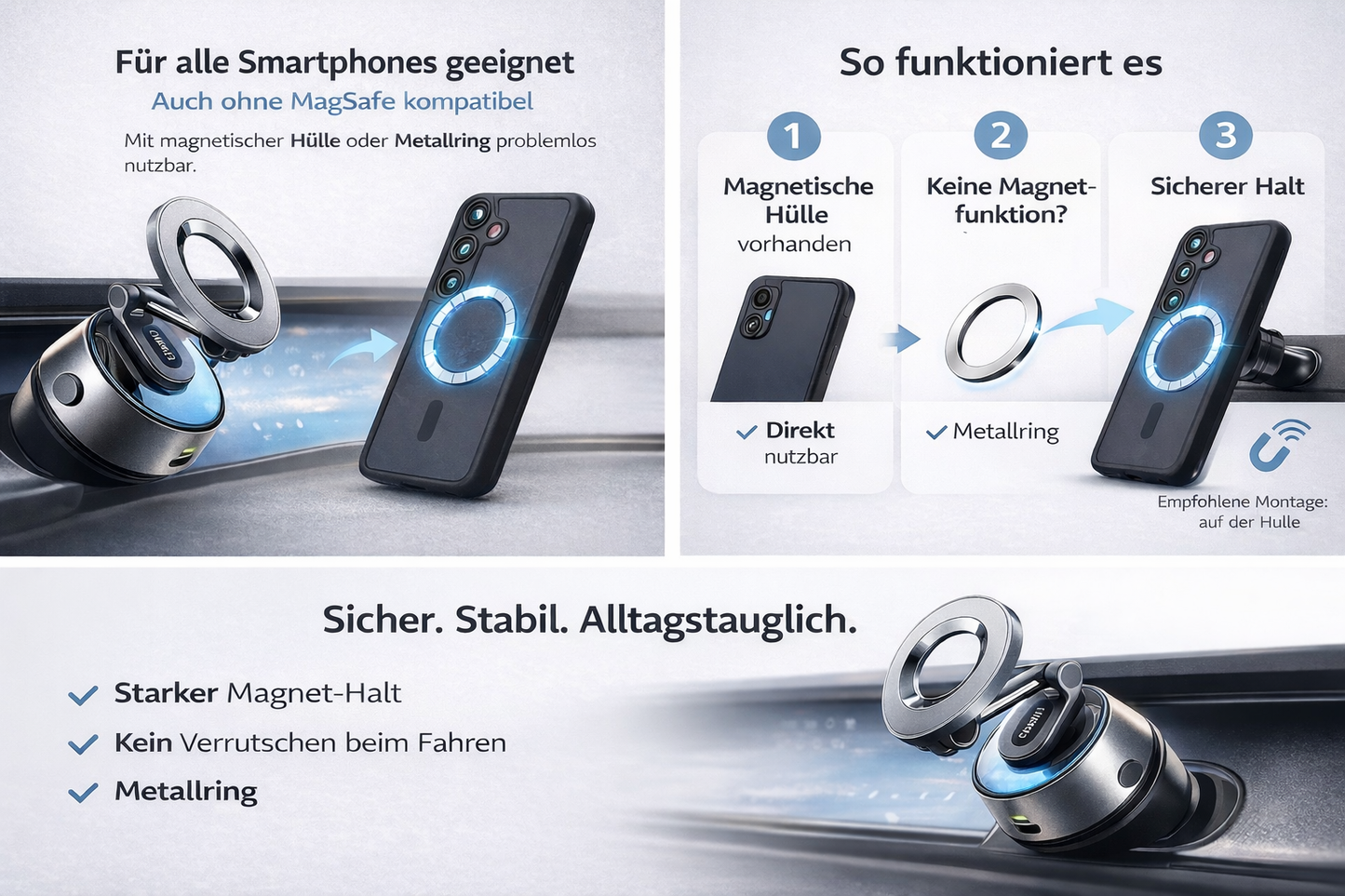 LISEN N58 – Extrem stabile elektrische Vakuum-Handyhalterung fürs Auto