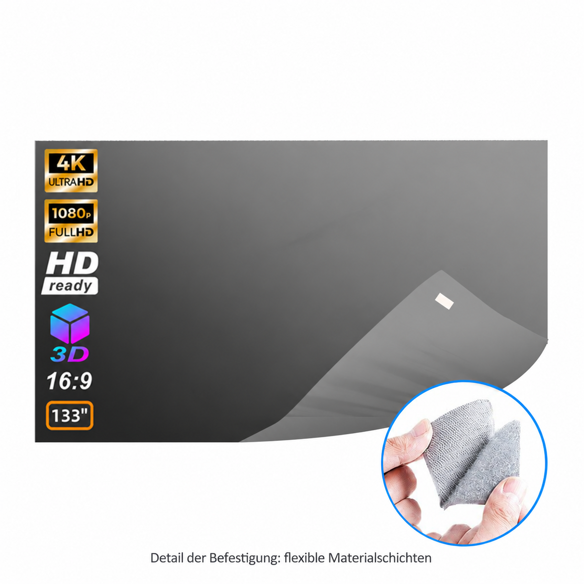 Beamer Leinwand – 16:9, 120 Zoll , mattweiß TOPLEO MK01