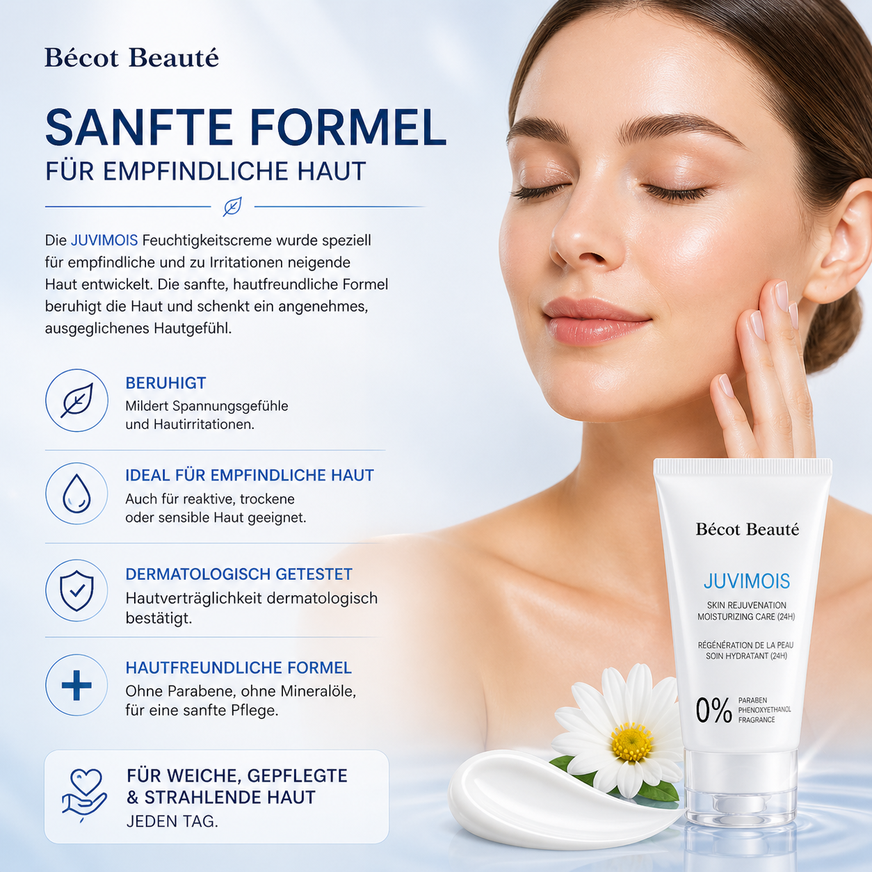 Bécot Beauté Pflege-Set – SPF 50+ Sonnenschutz & Feuchtigkeitscreme für empfindliche Haut