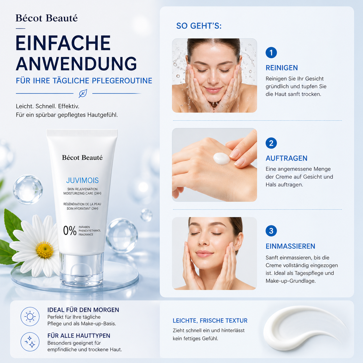 Bécot Beauté Pflege-Set – SPF 50+ Sonnenschutz & Feuchtigkeitscreme für empfindliche Haut