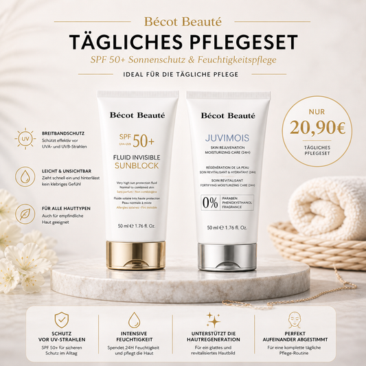 Bécot Beauté Pflege-Set – SPF 50+ Sonnenschutz & Feuchtigkeitscreme für empfindliche Haut