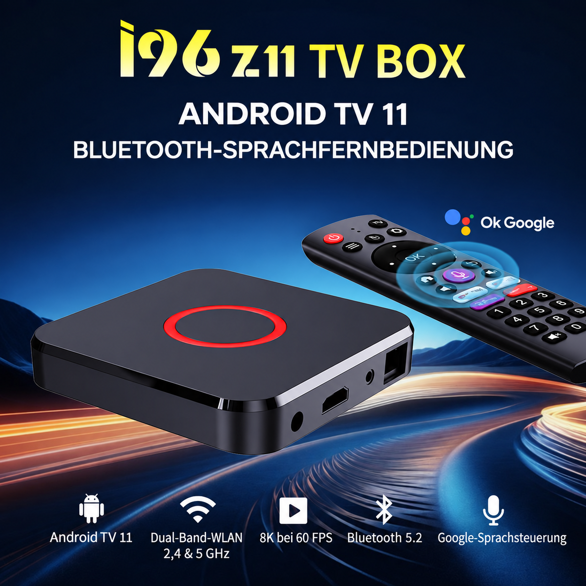 i96 Z11 Android TV Box 4/32 GB – 4K, WLAN & BT 5.0