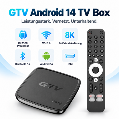 GTV i96 Android 14 TV Box – 4 GB/32 GB, Wi‑Fi 6, 8K & Bluetooth 5.2