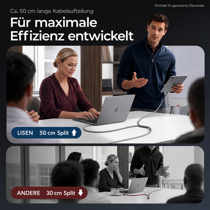 LISEN 140W USB-C Splitter-Ladekabel 2-in-1 – Dual USB-C, 2 m