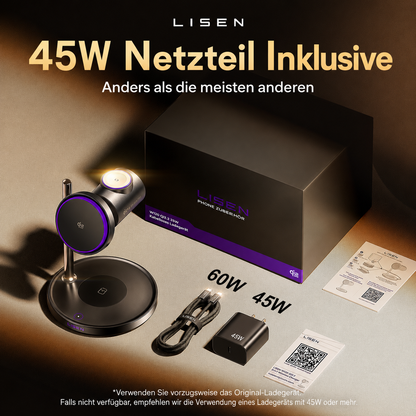 LISEN Qi2.2 25W 3-in-1 Magnetische Ladestation – Für iPhone, Apple Watch & AirPods