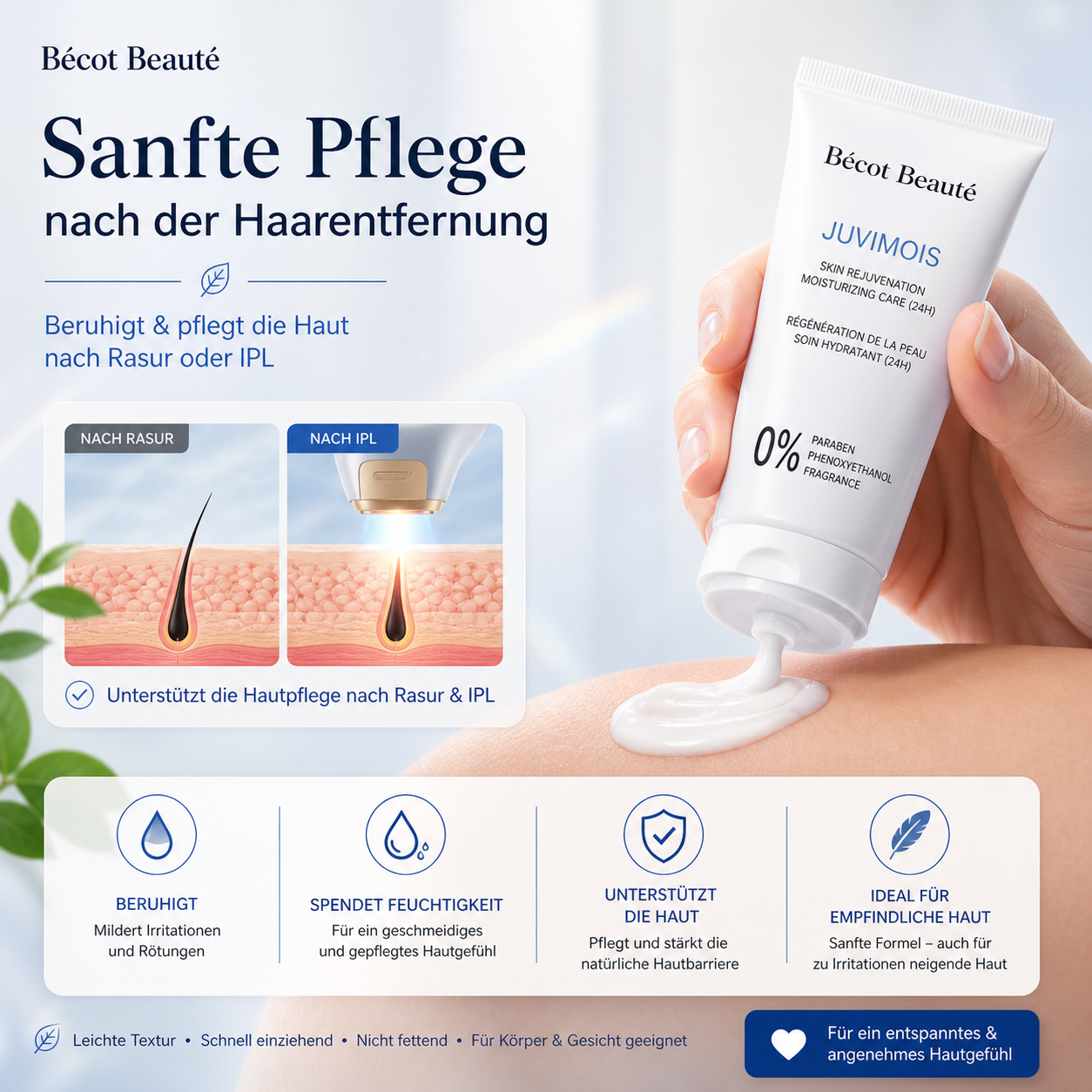 Becot Beauté JUVIMOIS Feuchtigkeitscreme 24h Pflege Sensible Haut Hyaluron Creme