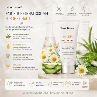 Becot Beauté SPF 50+ Sonnencreme Anti-Aging Unsichtbar Leichte Textur UVA UVB Schutz