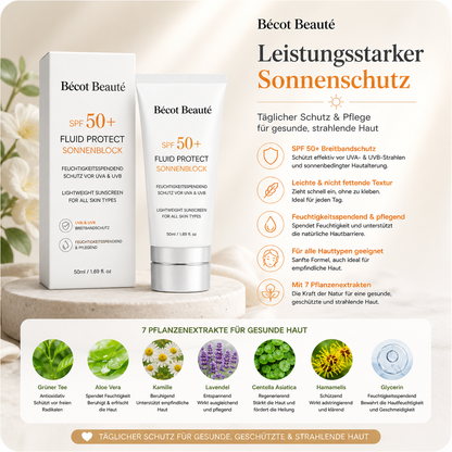 Becot Beauté SPF 50+ Sonnencreme Anti-Aging Unsichtbar Leichte Textur UVA UVB Schutz