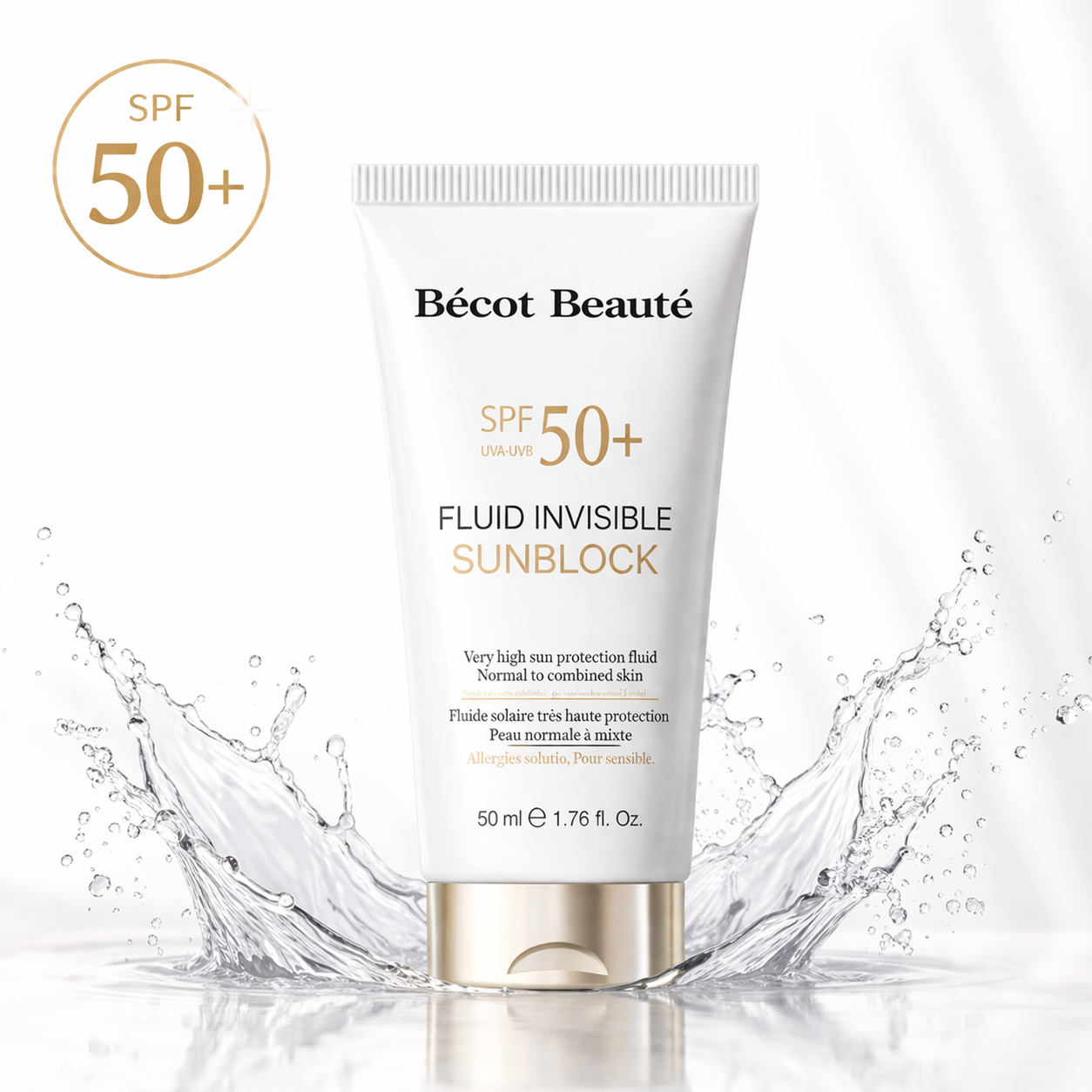 Becot Beauté SPF 50+ Sonnencreme Anti-Aging Unsichtbar Leichte Textur UVA UVB Schutz