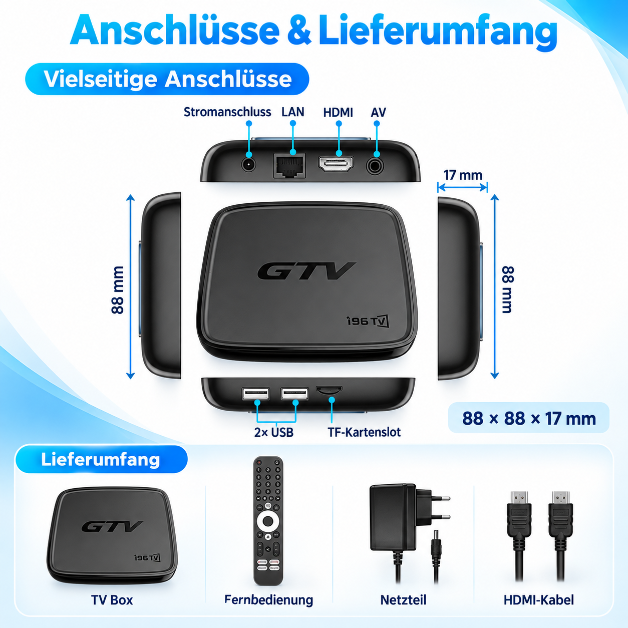 GTV i96 Android 14 TV Box – 4 GB/32 GB, Wi‑Fi 6, 8K & Bluetooth 5.2