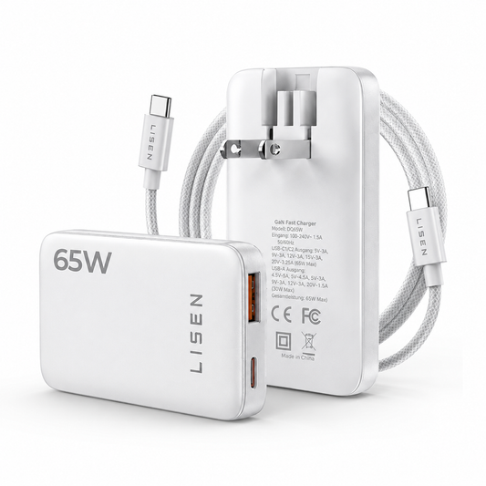 LISEN 65W GaN USB-C Ladegerät – Ultra Slim