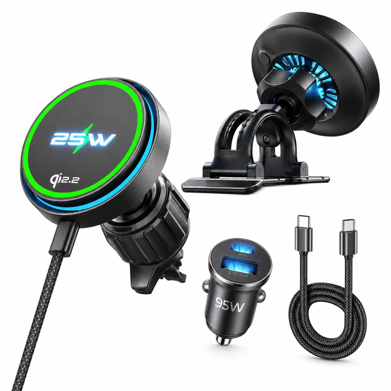 LISEN Qi2.2 25W Auto-Ladegerät – mit Kühlgebläse