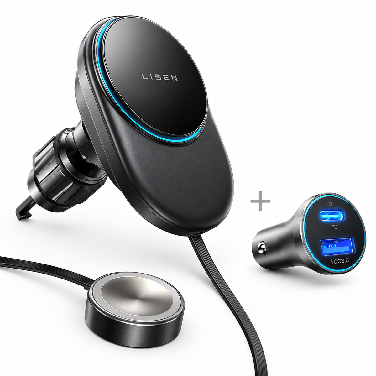 LISEN 2-in-1 Auto-Handyhalterung mit Wireless Charger