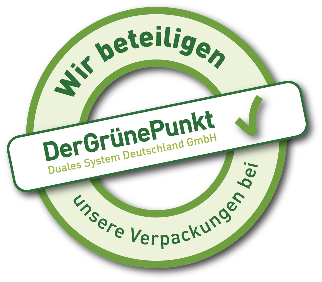 “Unsere Verpackungen sind beim Dualen System Deutschland lizenziert (Der Grüne Punkt)”