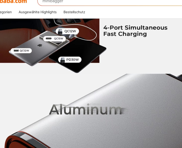 LISEN 84W Auto-Ladegerät mit einziehbarem USB-C Kabel