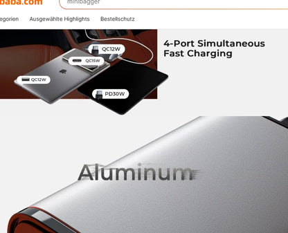 LISEN 84W Auto-Ladegerät mit einziehbarem USB-C Kabel