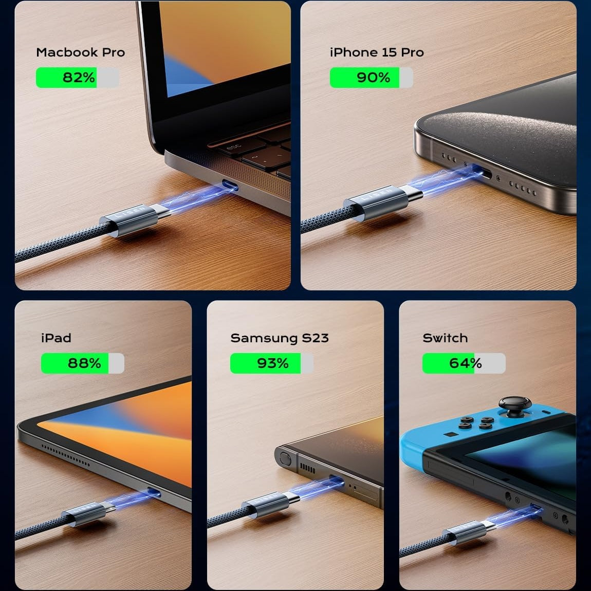 LISEN 240W USB-C zu USB-C Kabel – 2er Set, Nylon geflochten, Schnellladen (PD 3.1)