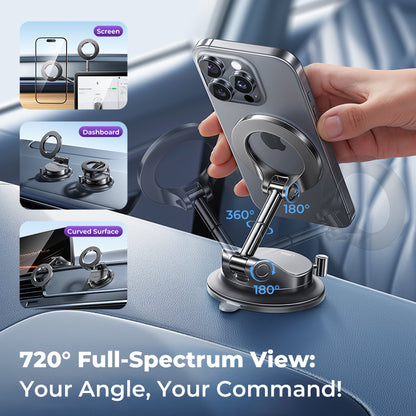 LISEN N52 Magnetischer Autotelefonhalter mit Vakuum-Saugnapf – Faltbarer Handyhalter für Dashboard