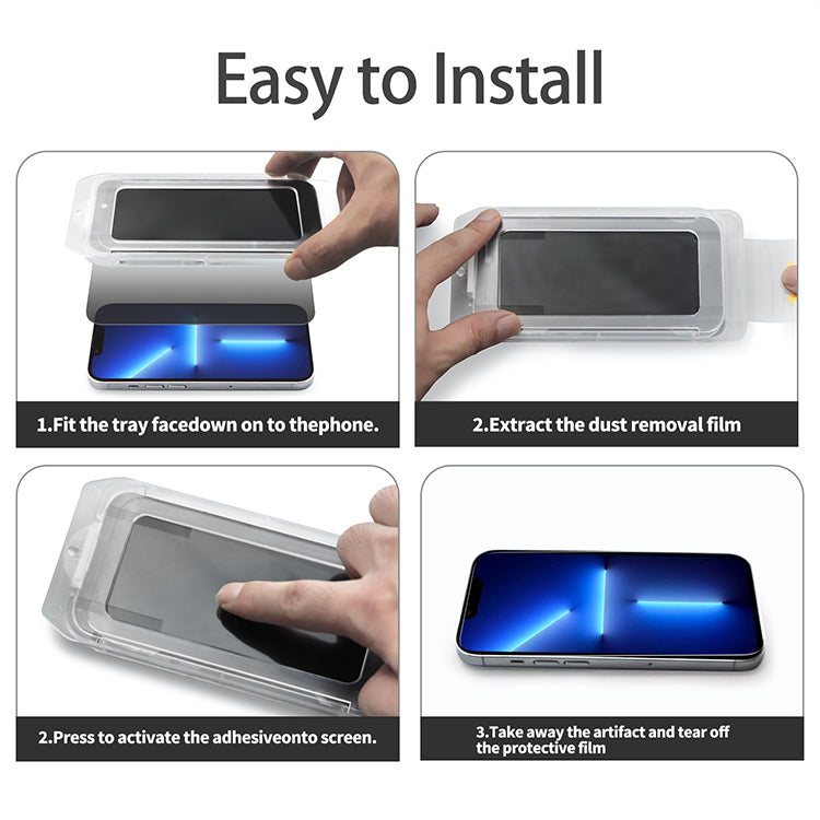 Panzerglas für iPhone (15/16/17 + Pro/Pro Max) Dzcolors Privacy Magic Box – 2er-Pack Anti-Spy