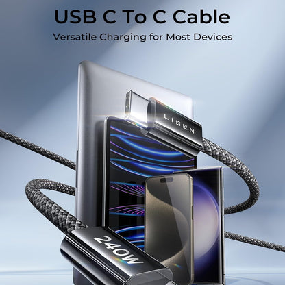 LISEN 240W USB-C zu USB-C Kabel – 2er Set, Nylon geflochten, Schnellladen (PD 3.1)