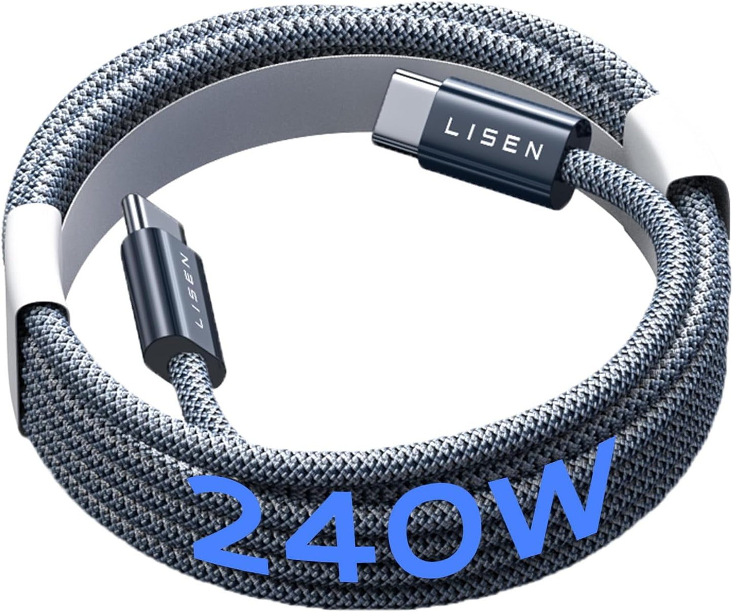 LISEN 240W USB-C zu USB-C Kabel – 2er Set, Nylon geflochten, Schnellladen (PD 3.1)