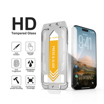 iPhone 15 / 16 / 17 HD Panzerglas 2er-Pack – 9H Schutzglas mit Montagehilfe