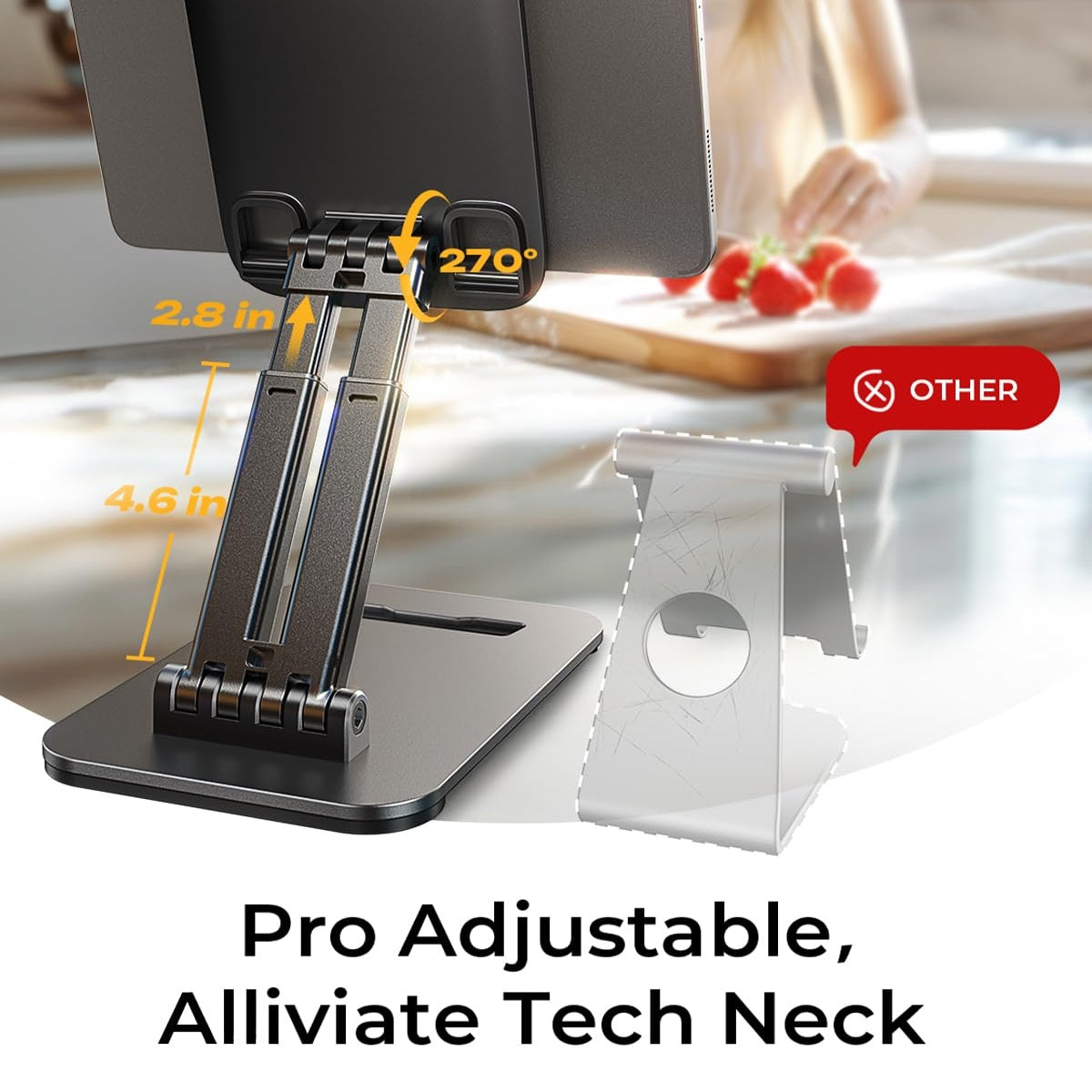 LISEN Faltbarer Tablet-Ständer / Verstellbarer iPad-Halter / Tragbare Monitor-Halterung (4–15,9 Zoll)