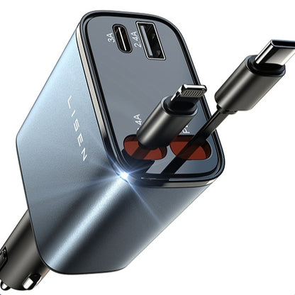 LISEN 84W Auto-Ladegerät mit einziehbarem USB-C Kabel