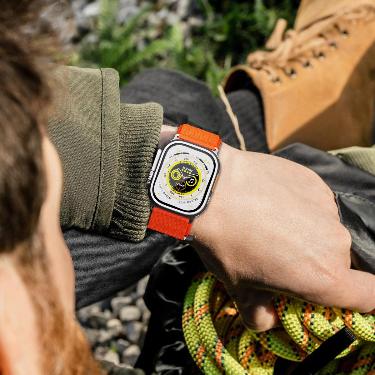 Outdoor Nylon Armband für Apple Watch Ultra 49 mm – mit Klettverschluss