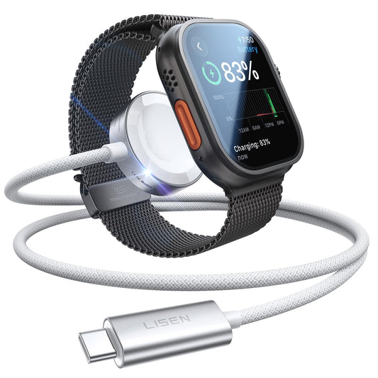 LISEN Apple Watch Ladegerät USB-C – Magnetisches Schnellladekabel für Watch Ultra, Series 10–3 & AirPods Pro