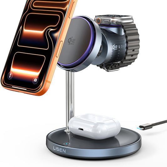 LISEN Qi2.2 25W 3-in-1 Ladestation für Apple