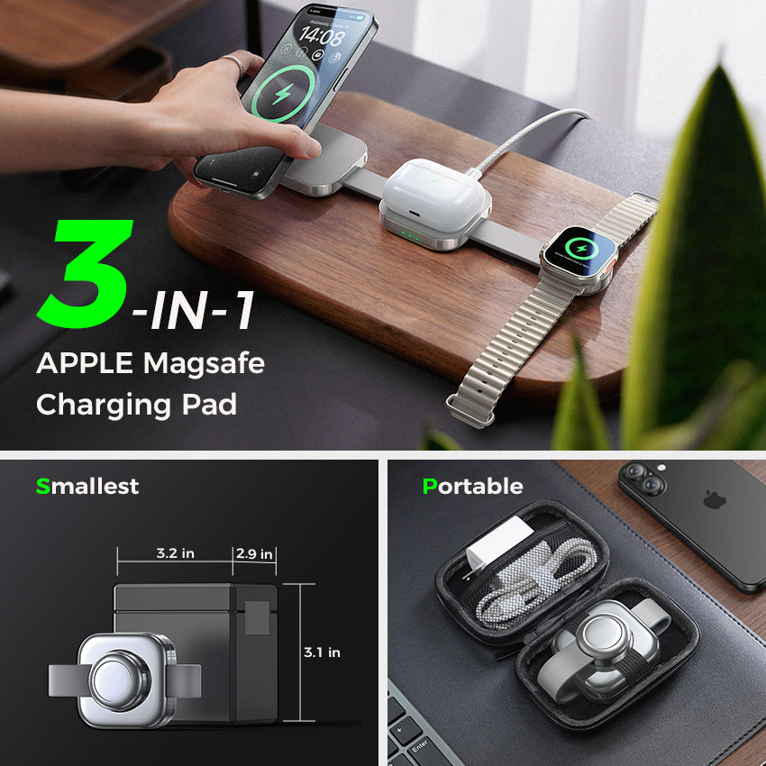 LISEN 3-in-1 MagSafe Ladegerät – Apple iPhone, Apple Watch & AirPods – 15W Fast Charging