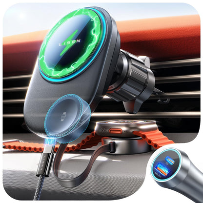 LISEN 2in1 Magnet Auto Halter + Wireless Charger inkl KFZ Adapter USB-C