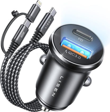 LISEN 54W USB C KFZ Ladegerät PD QC3.0 Auto Zigarettenanzünder 12V/24V