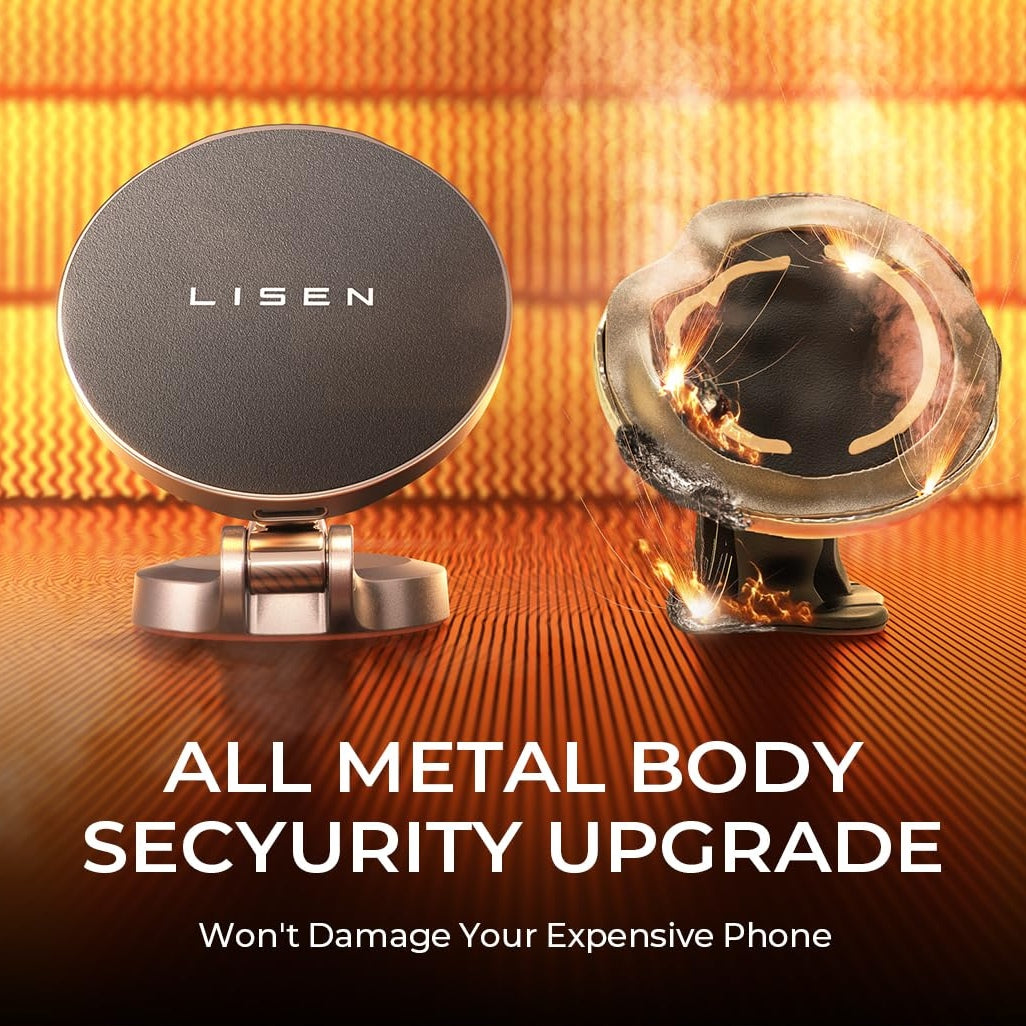 LISEN Magnetischer Auto-Handyhalter – 15W MagSafe Ladegerät, Aluminium, 360° Drehbar