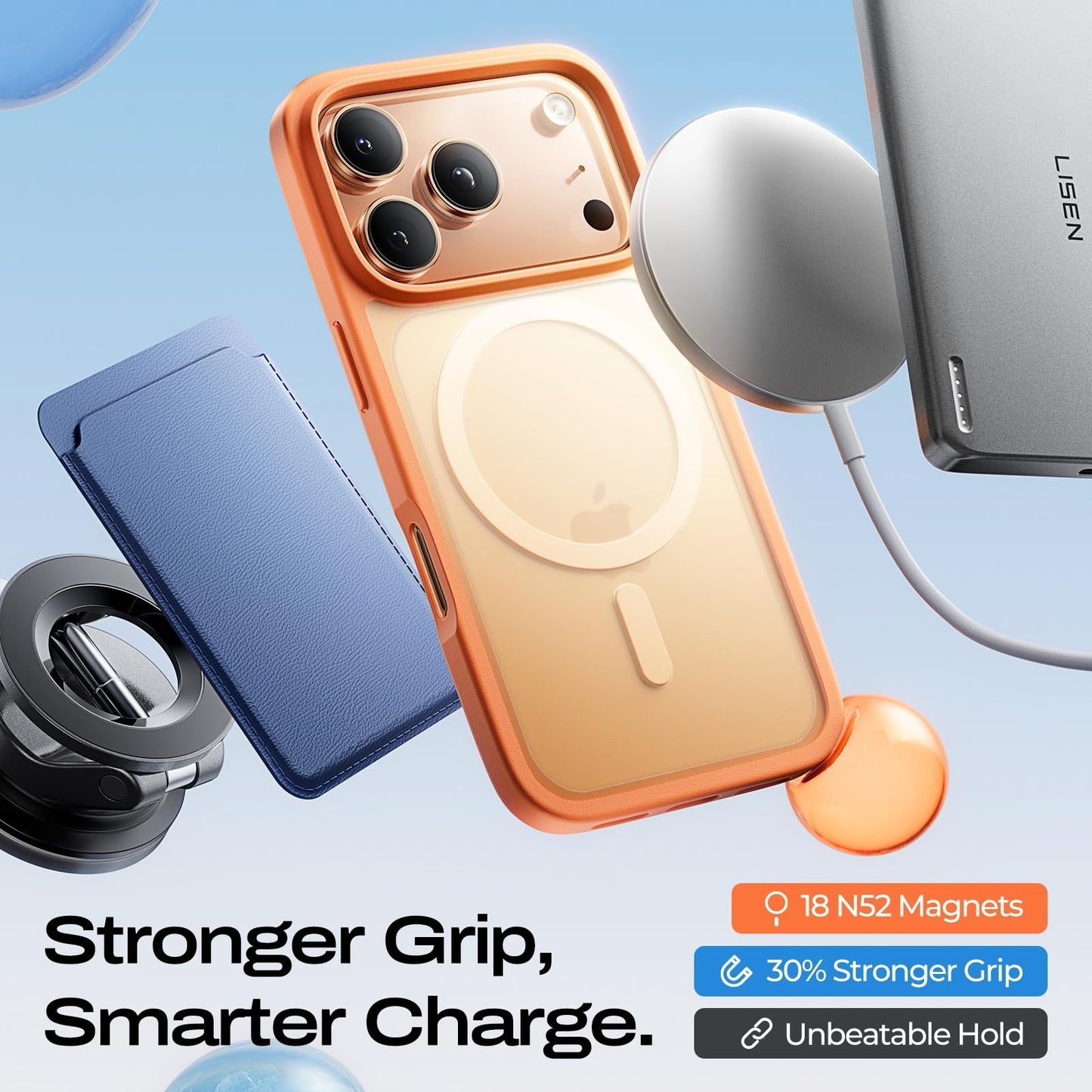 LISEN MagSafe kompatible TPU Schutzhülle für iPhone 16 / 17 Series – Stoßfest & Slim Armor Case