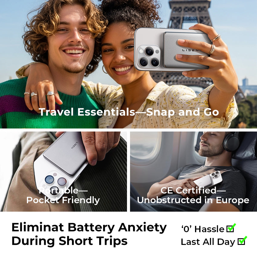 LISEN Premium Mini Powerbank 5000mAh – Magnetisch Ultra Slim