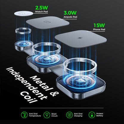 LISEN 3-in-1 MagSafe Ladegerät – Apple iPhone, Apple Watch & AirPods – 15W Fast Charging