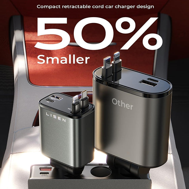 LISEN 84W Auto-Ladegerät mit einziehbarem USB-C Kabel