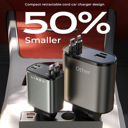 LISEN 84W Auto-Ladegerät mit einziehbarem USB-C Kabel