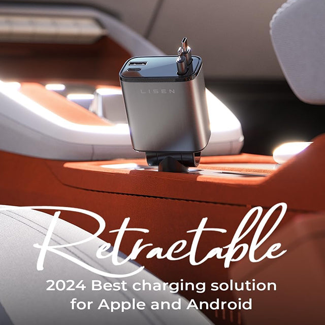 LISEN 84W Auto-Ladegerät mit einziehbarem USB-C Kabel